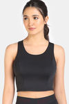 Zelocity Medium Impact Longline Padded Sports Bra - Jet Black — thumbnail 1